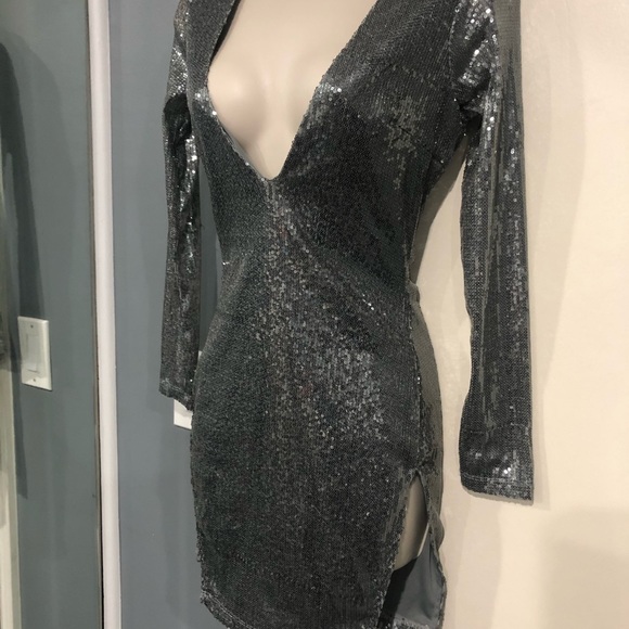 Honey Bum Silver Dime Piece Mini Dress size small - Picture 9 of 13